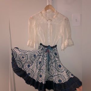 Free people radial lace and blue peasant dress